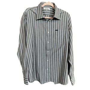 Faconnable Brown Multi Stripe Cotton Long Sleeve Button Up Dress Shirt SZ XL